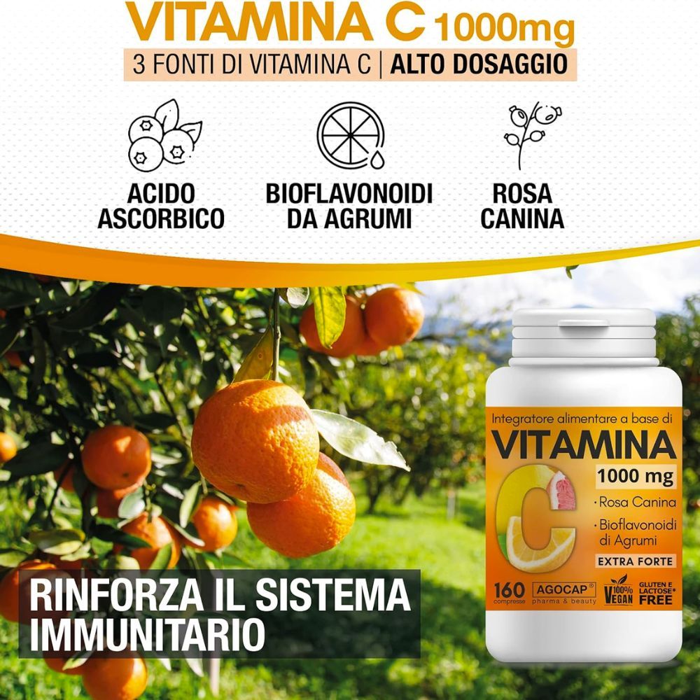 agocap - Integratore a base di Vitamina C 1000 con Bioflavonoidi da Agrumi e Rosa Canina