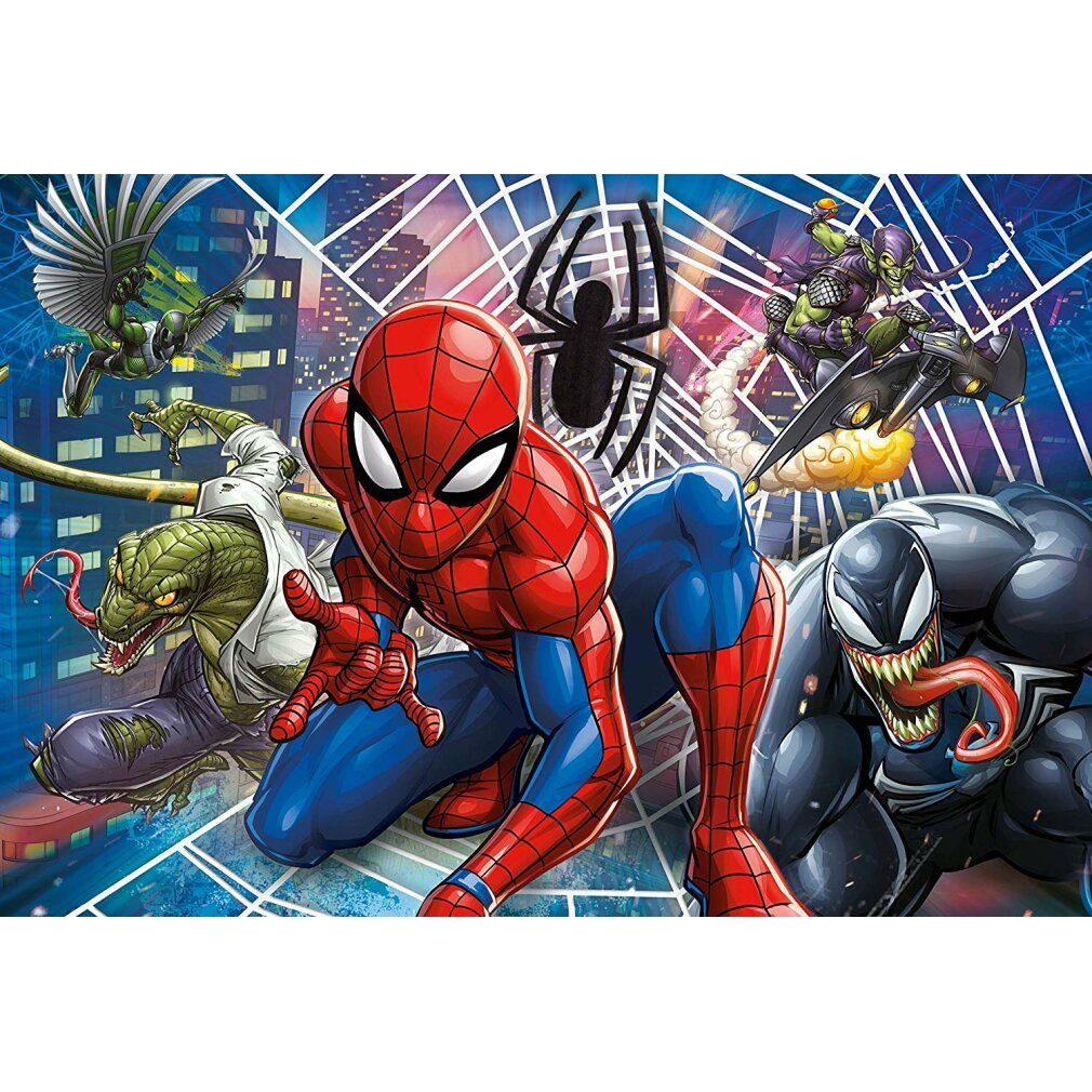 Puzzle di Spiderman con Spiderman e nemici. 60 pezzi. Puzzle Supercolor. Senza confezione.