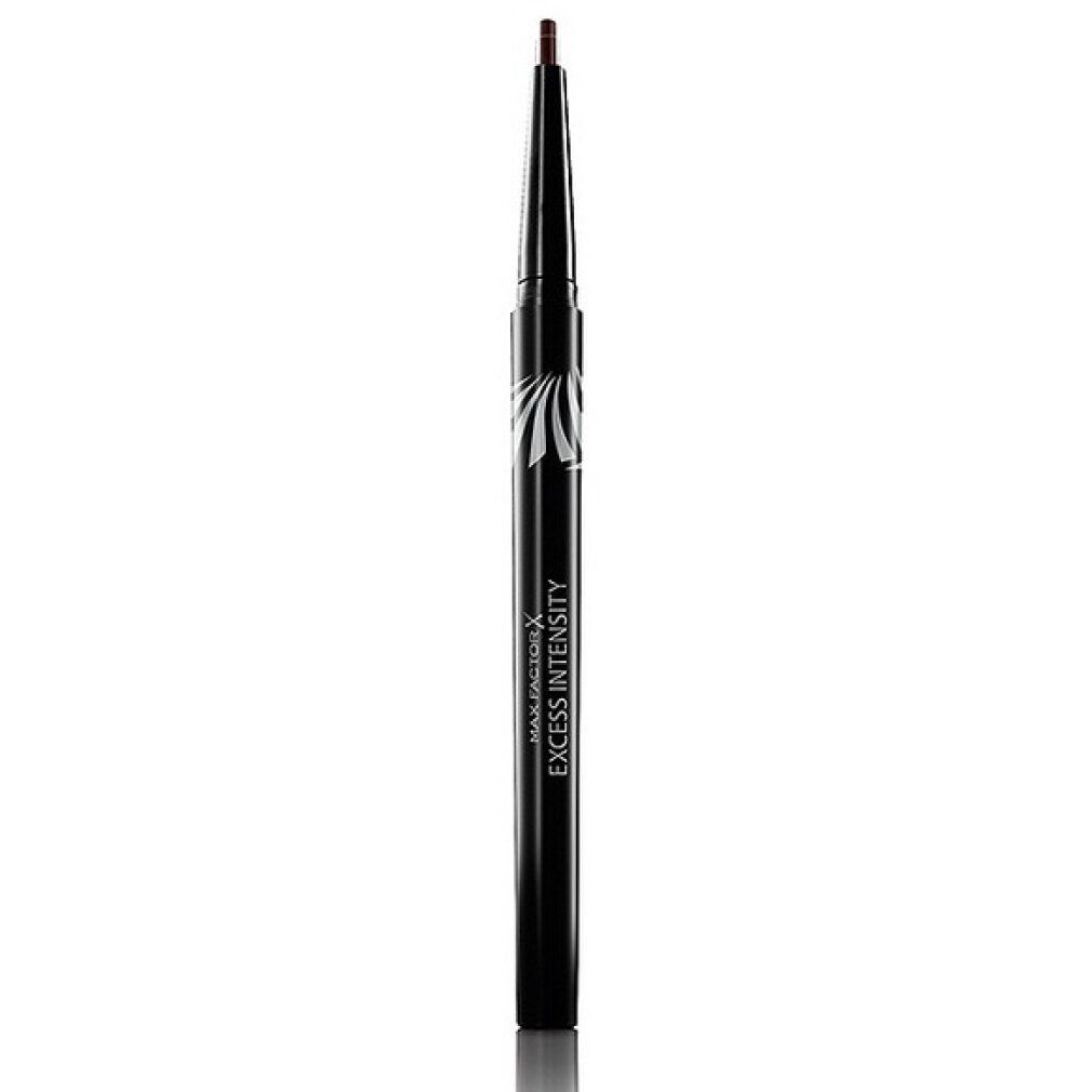 Matita eyeliner nera con punta marrone. Scritta: MAX FACTOR Excess Intensity.