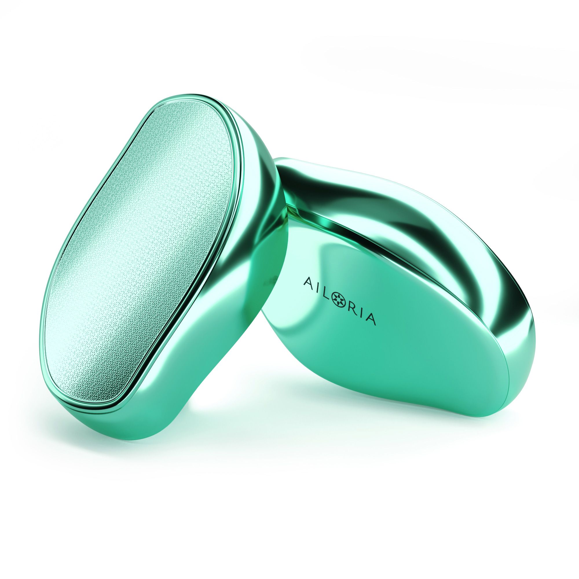 Due lime per piedi turchesi. Una è sdraiata, l'altra in piedi. Logo AILORIA sulla lima.