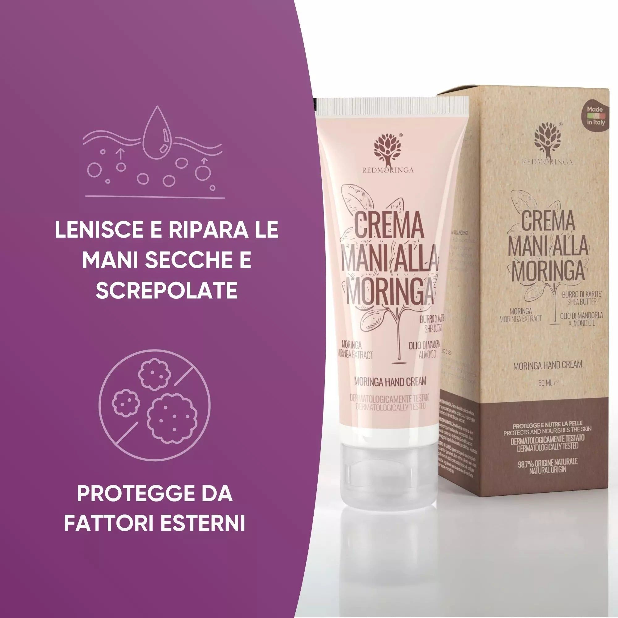 RedMoringa Crema Mani Idratante alla Moringa – Riparatrice e Protettiva