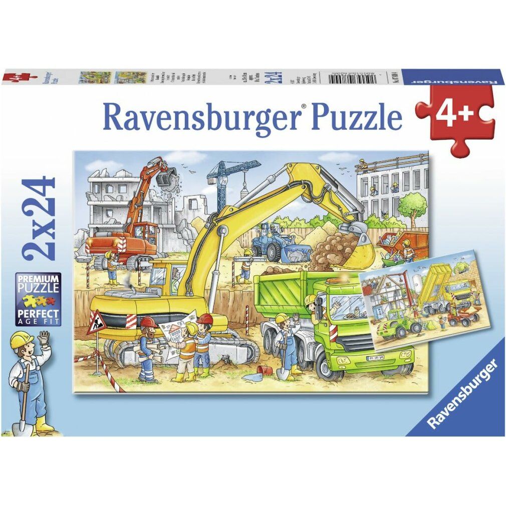 Puzzle 2x24 pezzi Tante cose da fare in cantiere da 4 anni Due puzzle per un doppio divertimento