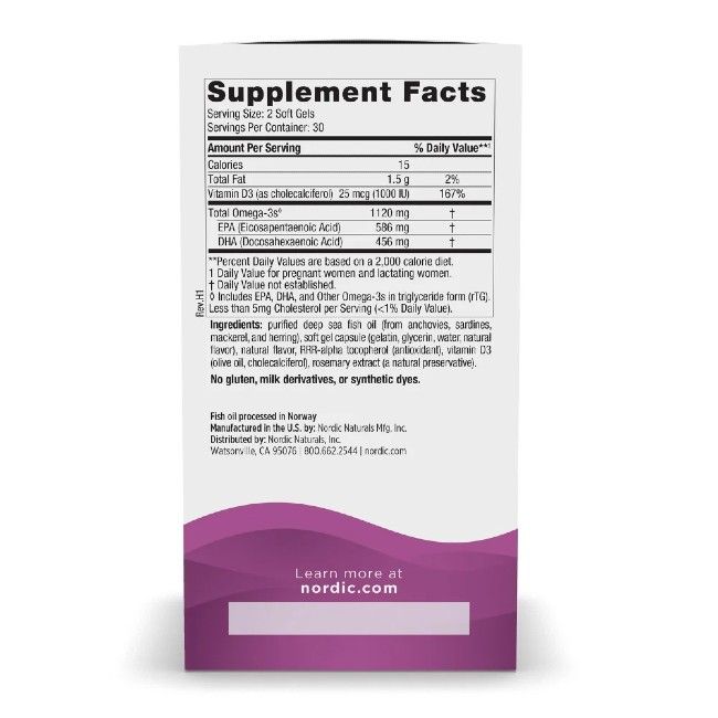 Nordic Naturals Postnatal Omega-3 Retro: informazioni nutrizionali, ingredienti e istruzioni per la conservazione.