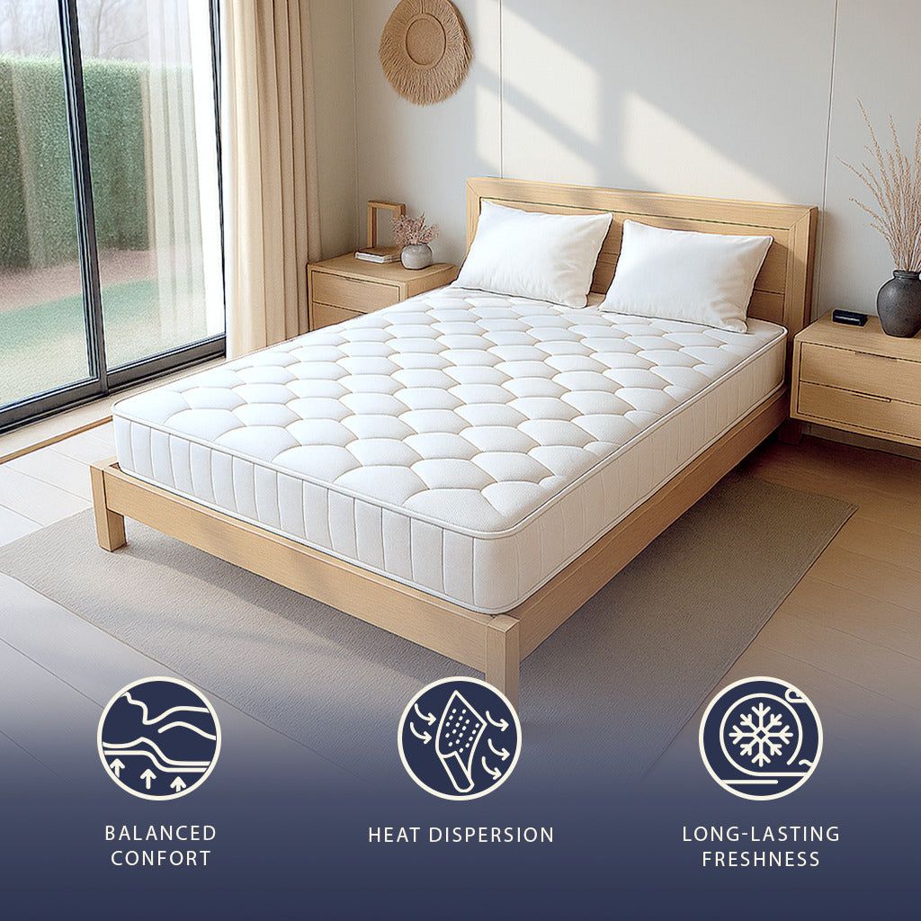 The White Stone Materasso 140x190 a Molle Insacchettate e Memory Foam | Altezza 25 cm