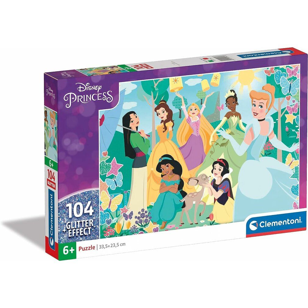 Puzzle glitterato Clementoni Principessa Disney, 104 pezzi.