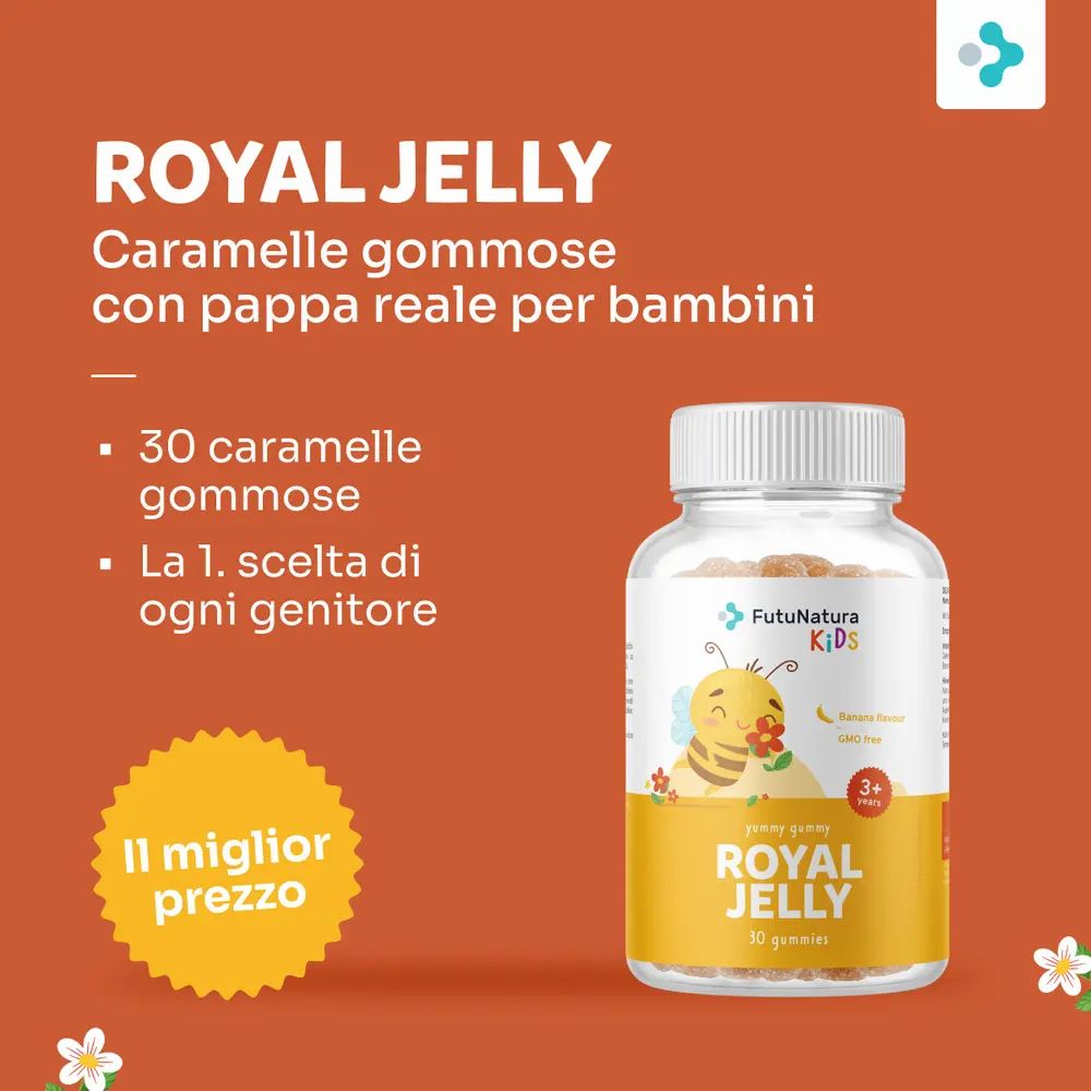 Flacone di caramelle gommose Pappa Reale per bambini, 30 pezzi, sigillo "Miglior Prezzo".