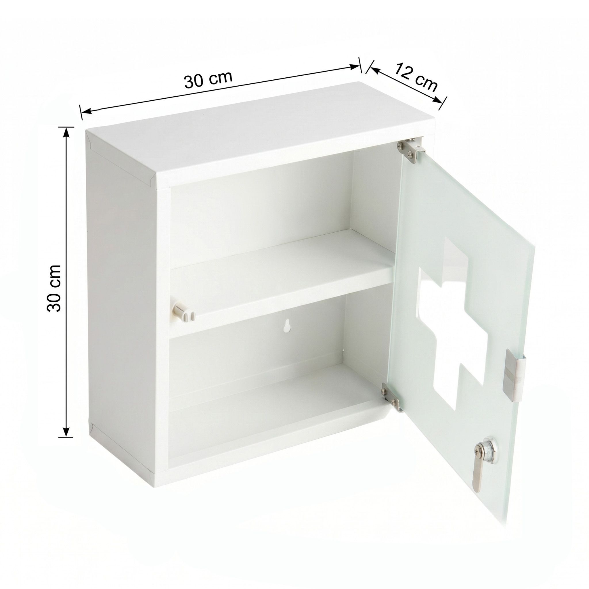 KARAT Armadietto medicinali Allen con anta in vetro bianco 30 x 30 cm 2 scomparti