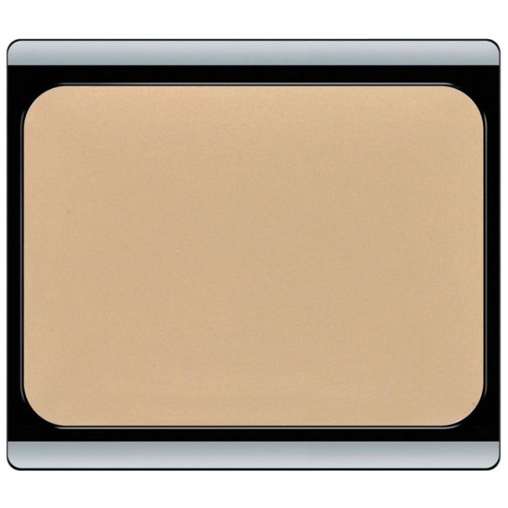 Artdeco Camouflage Creme in confezione rettangolare. Crema beige. Cornice nera con bordo argentato.