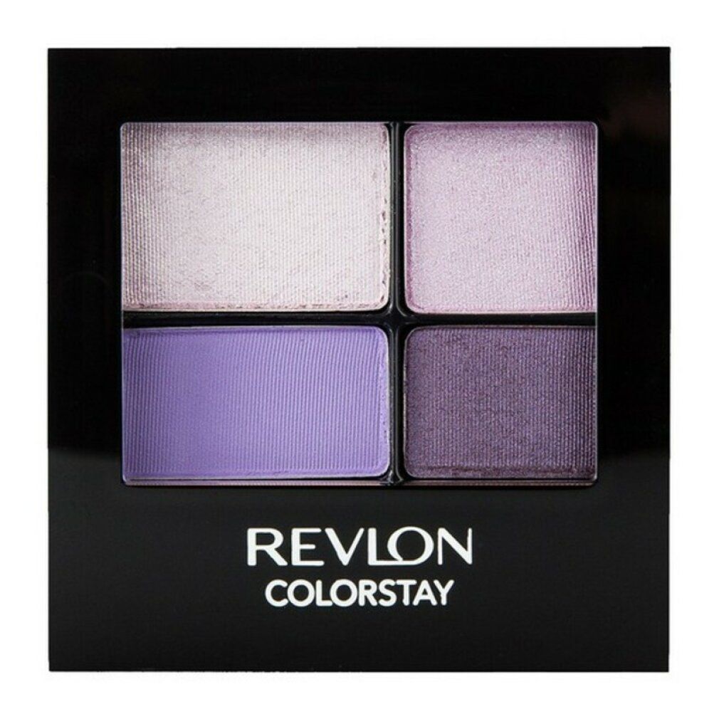Palette ombretto Revlon Colorstay. Quattro tonalità. Confezione nera. Tonalità viola.