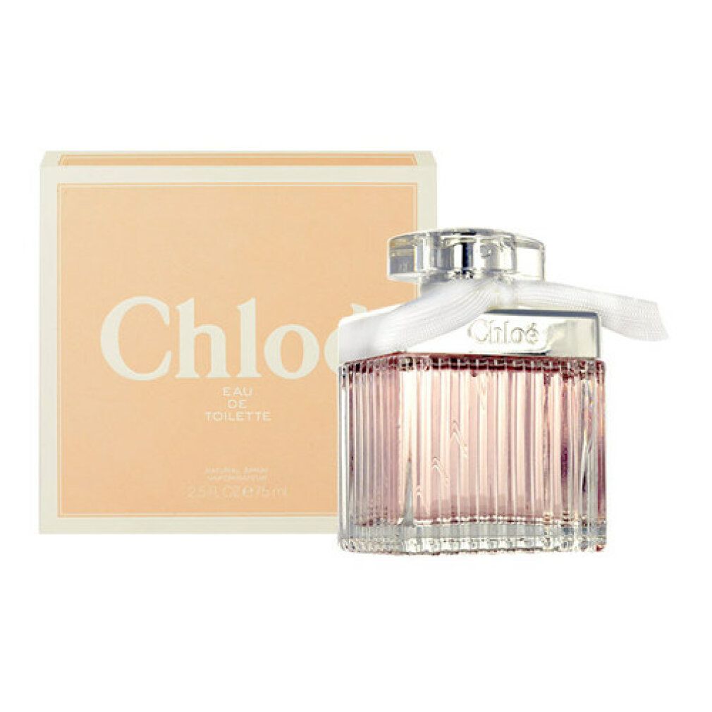 Chloé Eau de Toilette 2015 con confezione. Flacone e scatola. Flacone rosa, tappo argento, fiocco bianco. Scatola rosa.