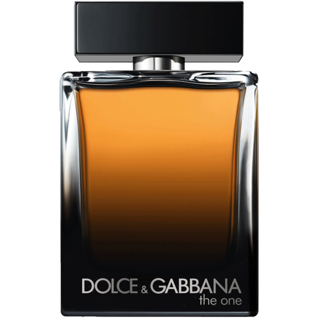 Flacone marrone scuro Dolce & Gabbana The One For Men EdP Nat. Spray. Tappo nero, forma rettangolare, marchio in basso.