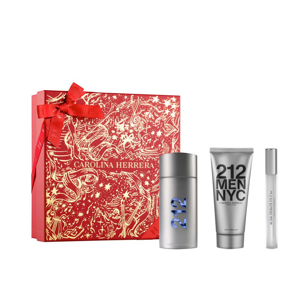 Set profumo Carolina Herrera 212 NYC Men in confezione regalo rossa con fiocco.