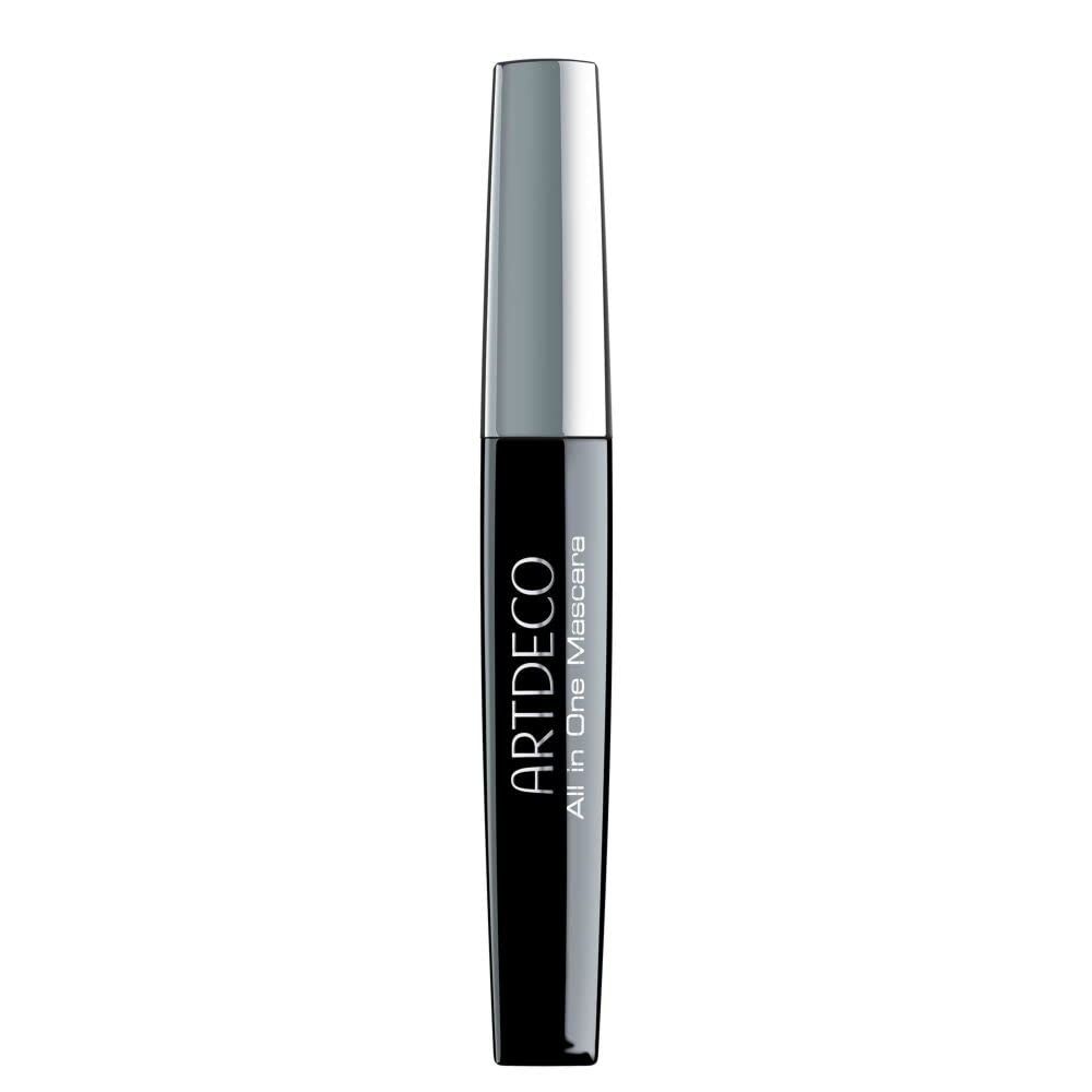 Astuccio mascara nero con tappo argentato. Scritta: ARTDECO All in One Mascara.