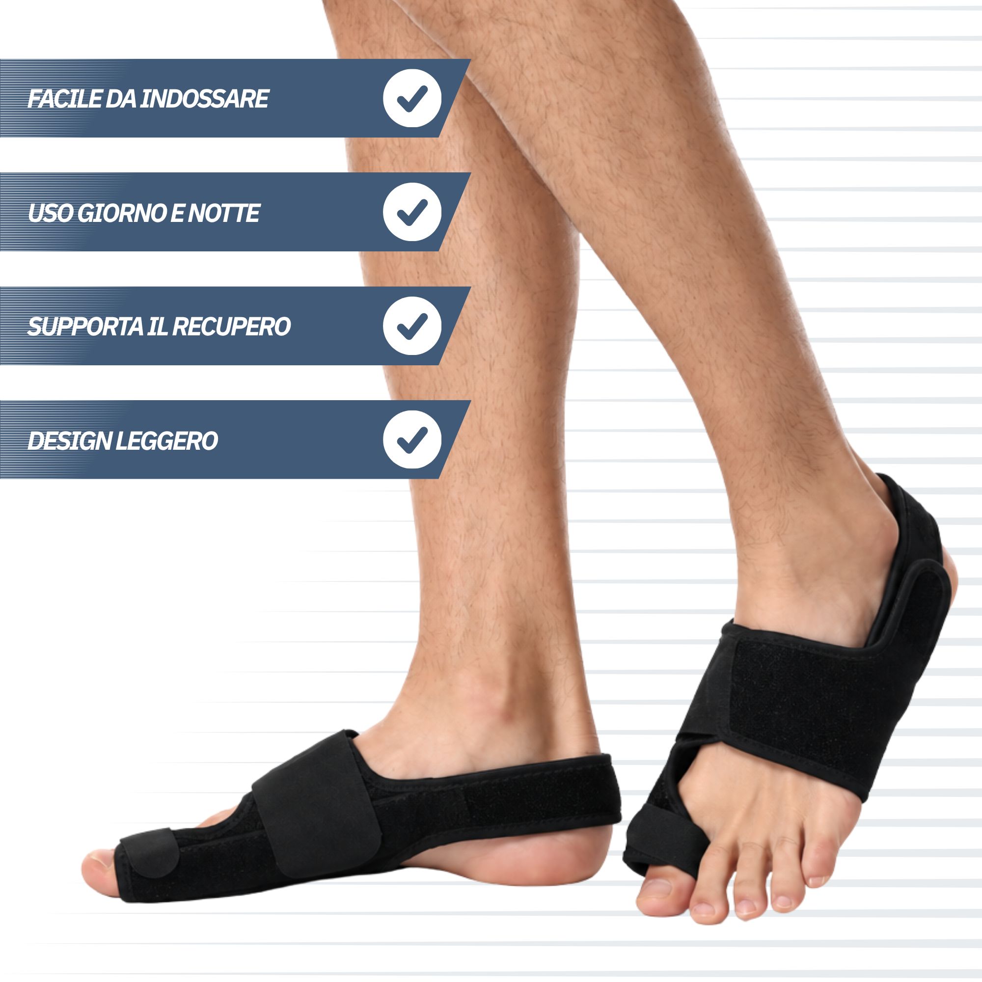 Protezione metatarsale con velcro.