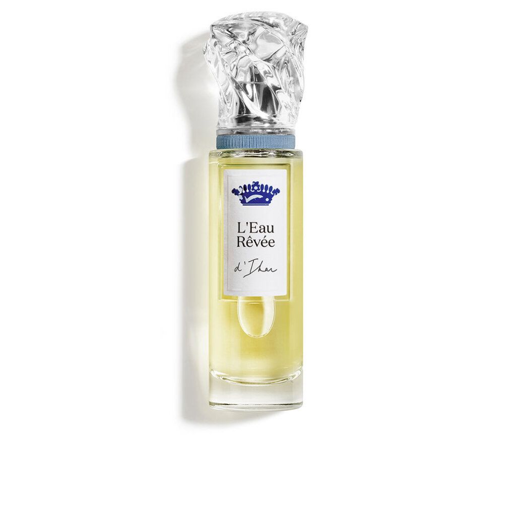 Flacone di profumo con tappo trasparente e liquido giallo. Testo: L'Eau Rêvée d'Ikar.