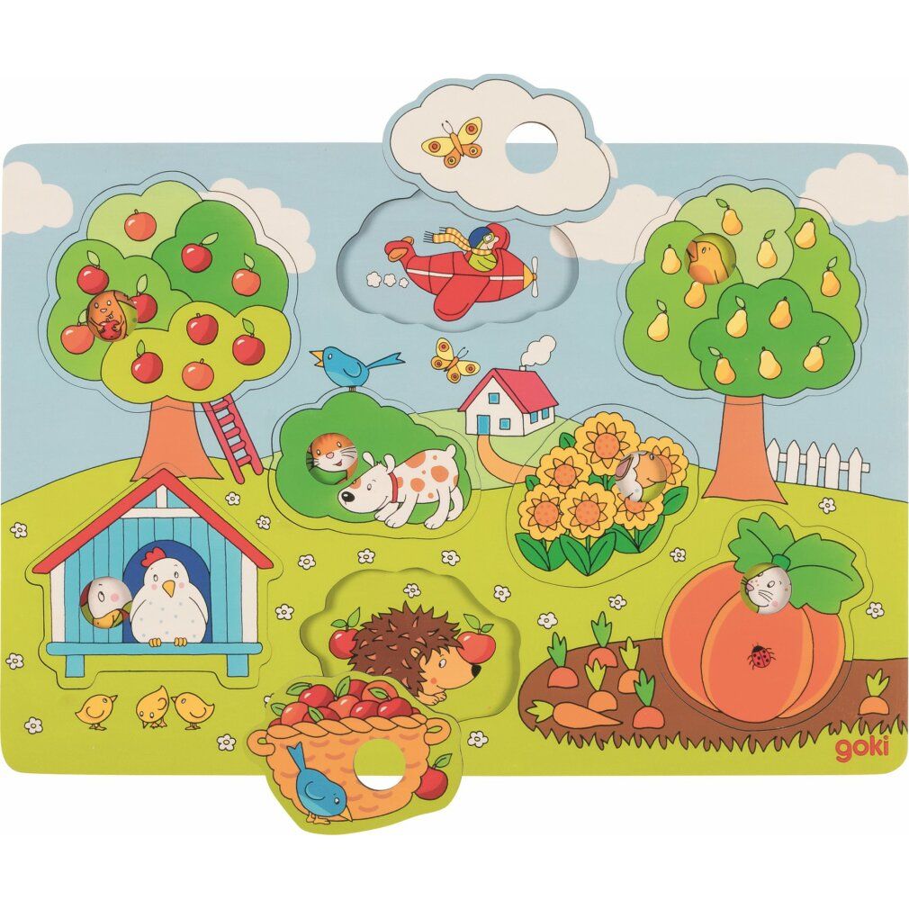 Puzzle in legno goki In giardino