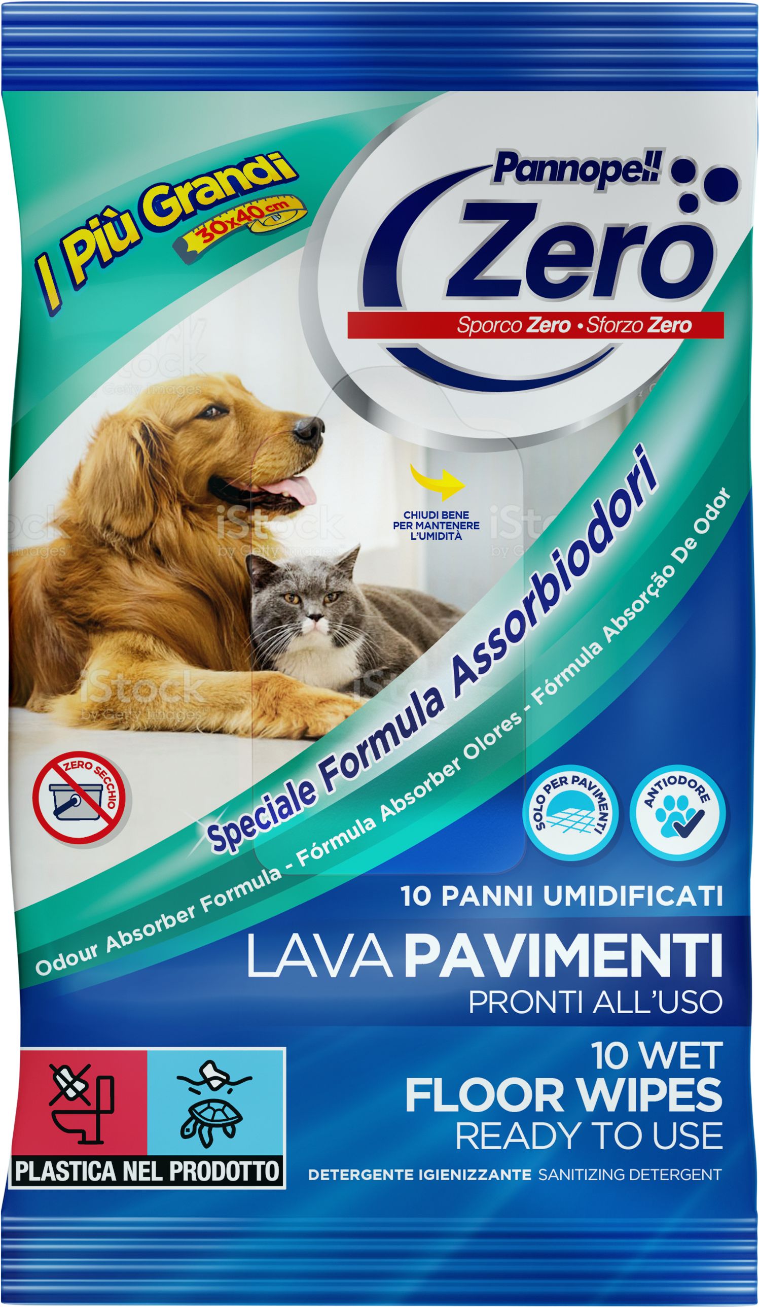 Pannopell Panni Lavapavimenti Umidificati 30x40 cm - 100 Salviette (10x10)