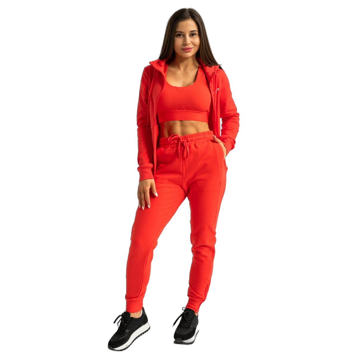 GymBeam Pantaloni tuta donna slim con coulisse e tasche Limitless Hot Red