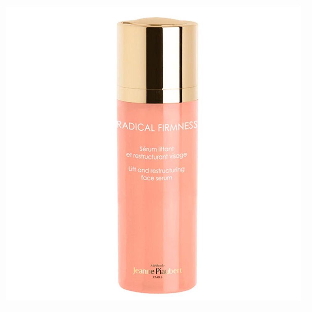 Flacone rosa con tappo dorato. Scritte: RADICAL FIRMNESS, Sérum liftant et restructurant visage, Lift and restructuring face serum.