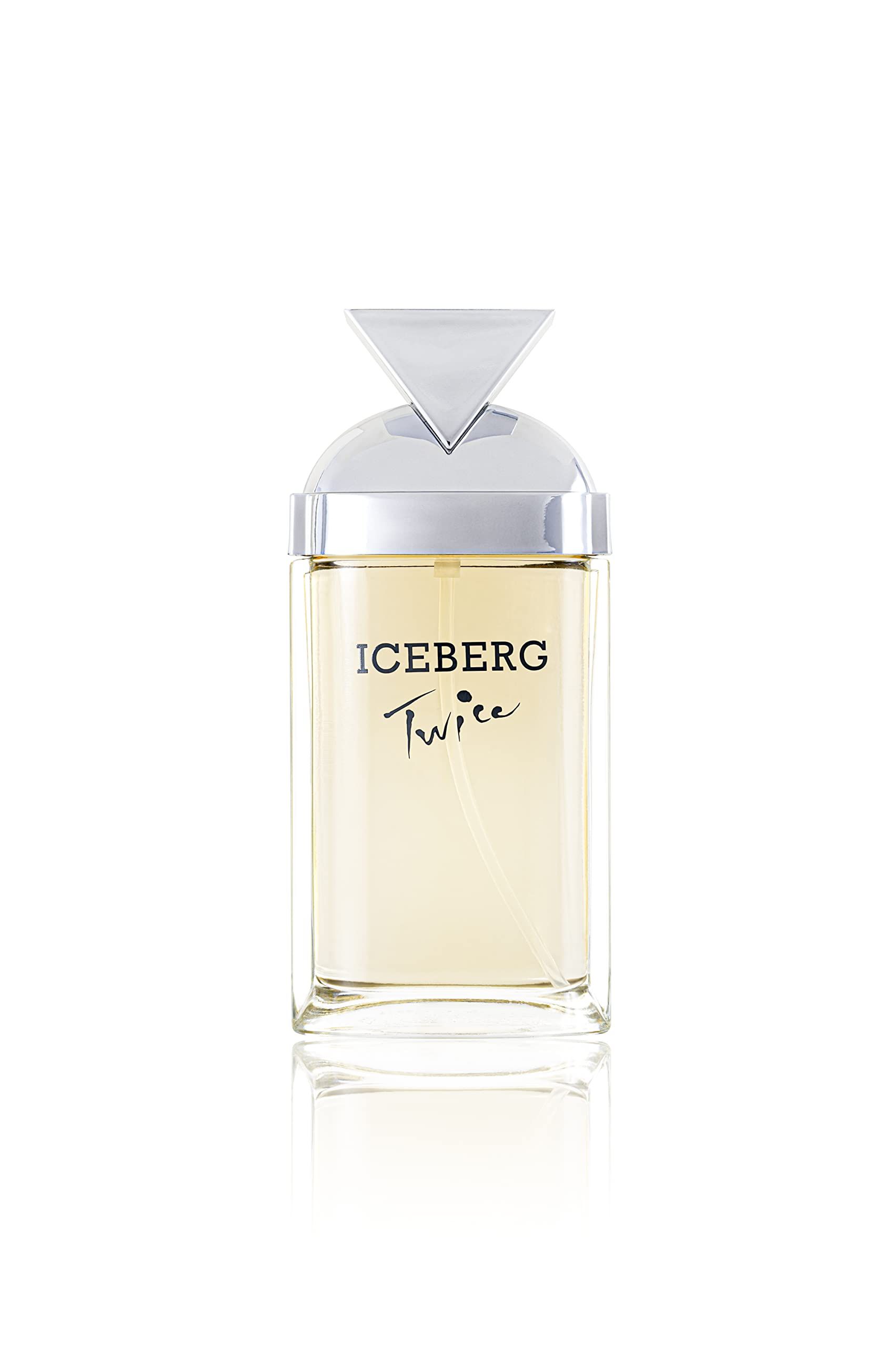 Iceberg Twice Eau de Toilette da donna. Flacone con tappo argentato. Flacone in vetro trasparente.