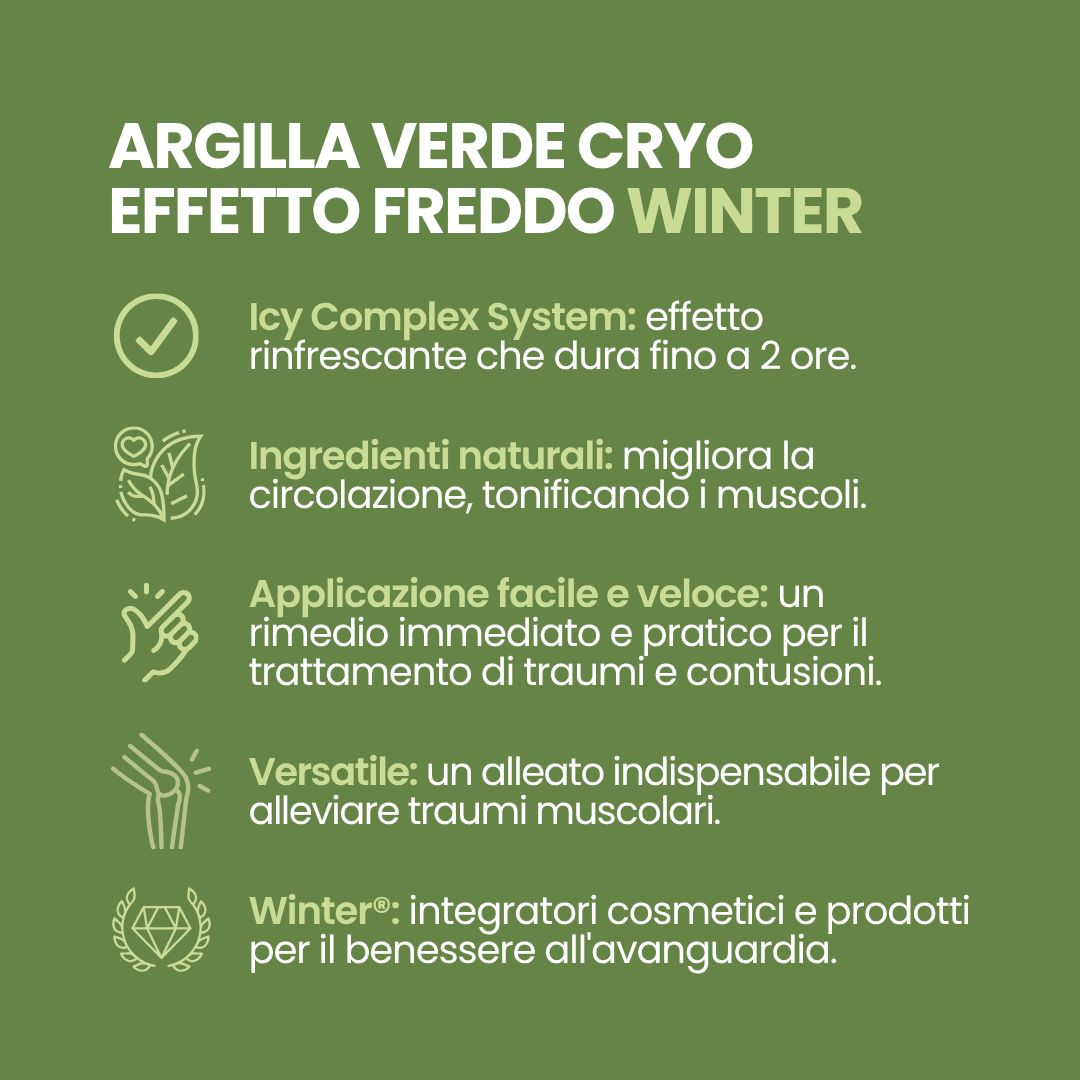 Elenco dei vantaggi dell'argilla verde effetto freddo.