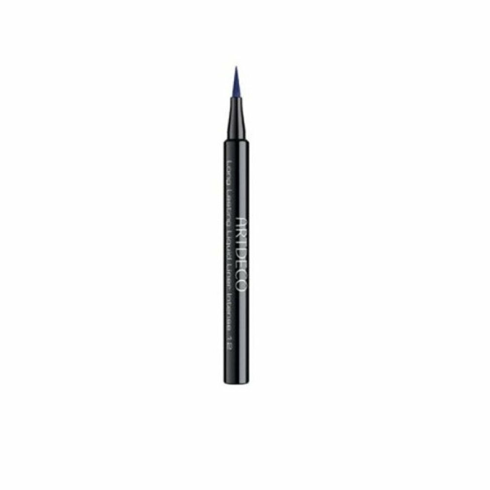 Eyeliner blu con corpo nero. Scritta: ARTDECO, Long Lasting Liquid Liner Intense 12.