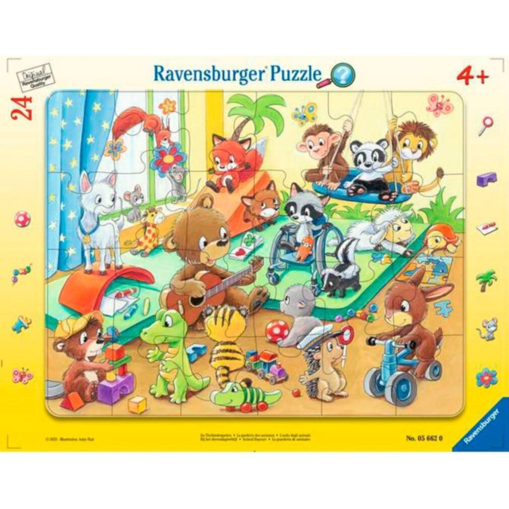 Puzzle per bambini Nell'asilo degli animali (24 pezzi, puzzle con cornice)