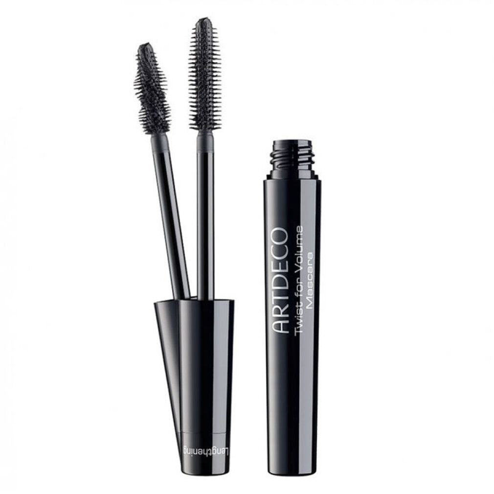 Mascara ARTDECO Twist for Volume con due applicatori e contenitore nero.