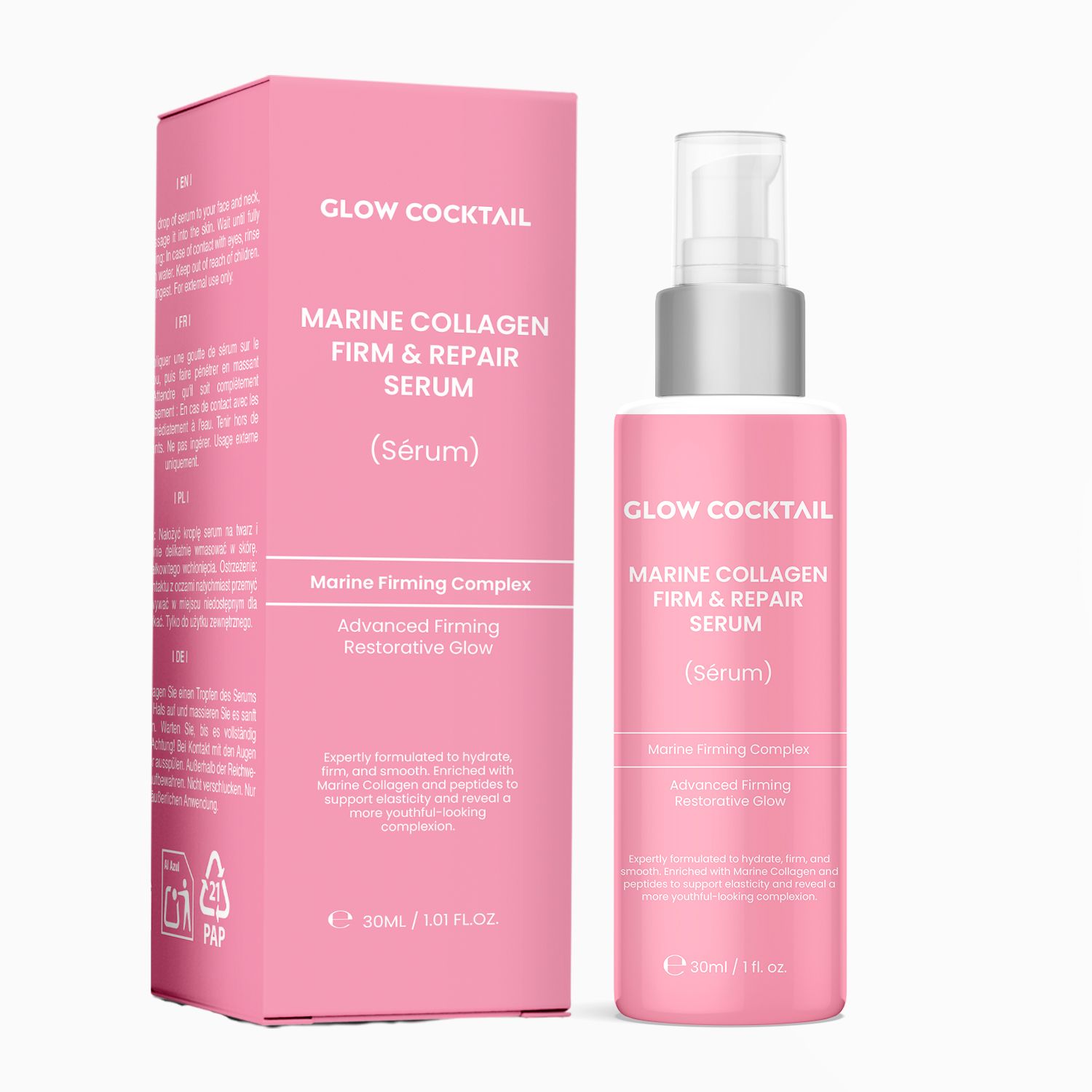 Glow Cocktail Siero rassodante e riparatore al collagene marino