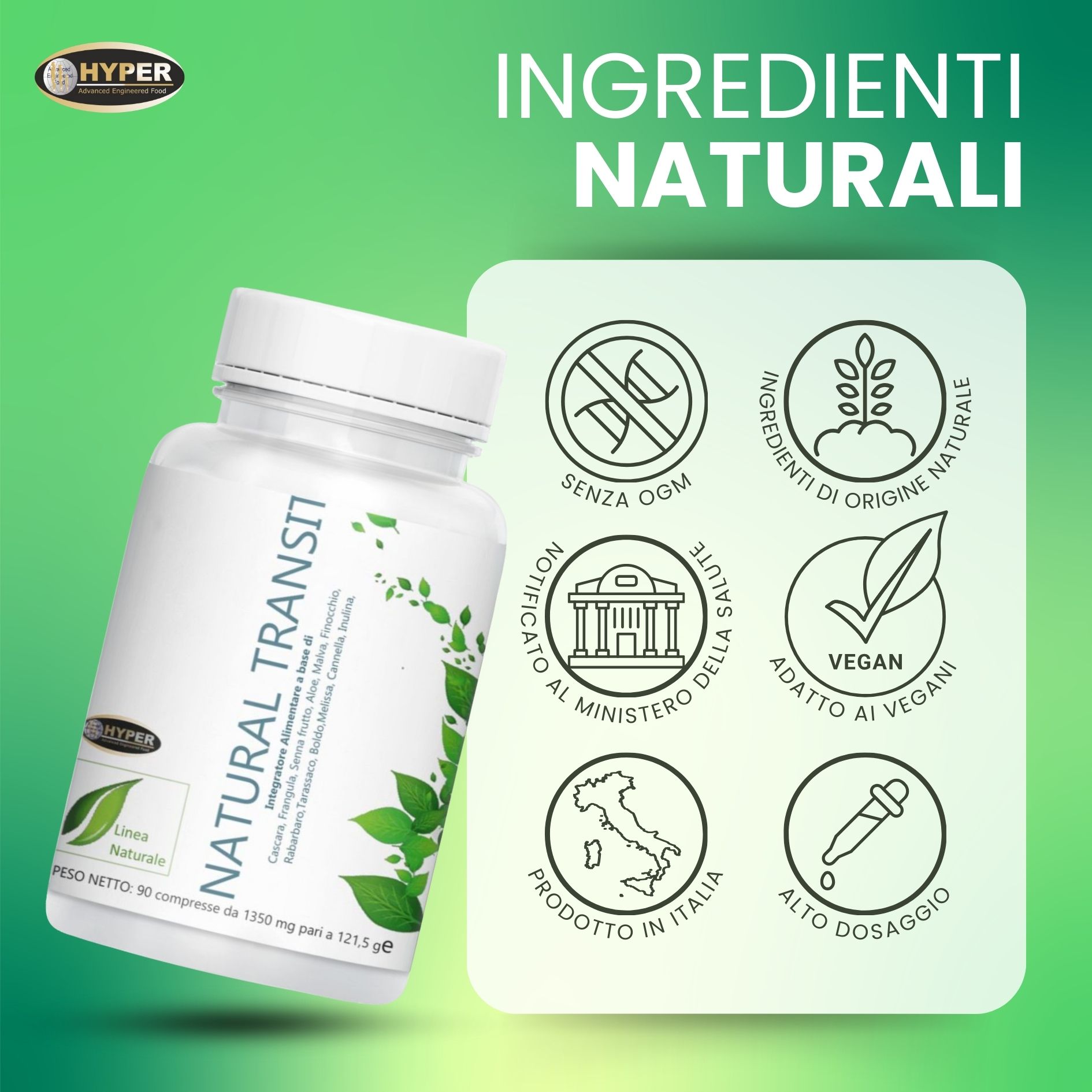 HYPER Hyaluronic Kollagen 120cps Acido Ialuronico + Collagene + Vitamine + Minerali Articolazioni