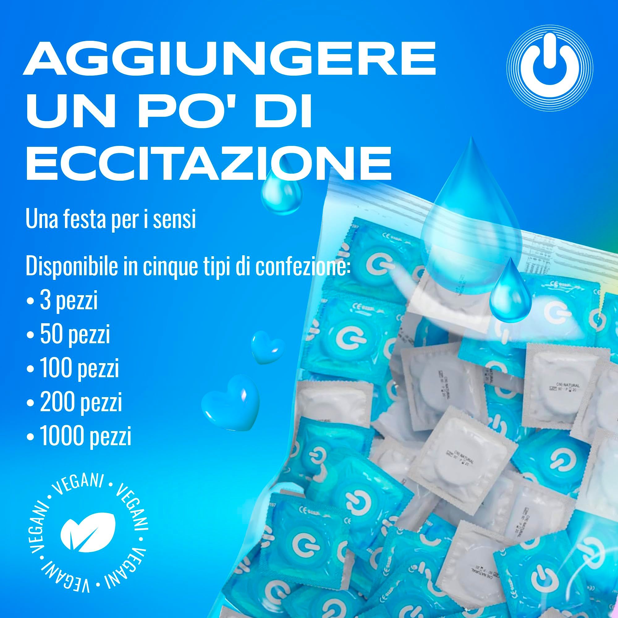 Confezione da 100 preservativi, confezionati singolarmente, con logo.