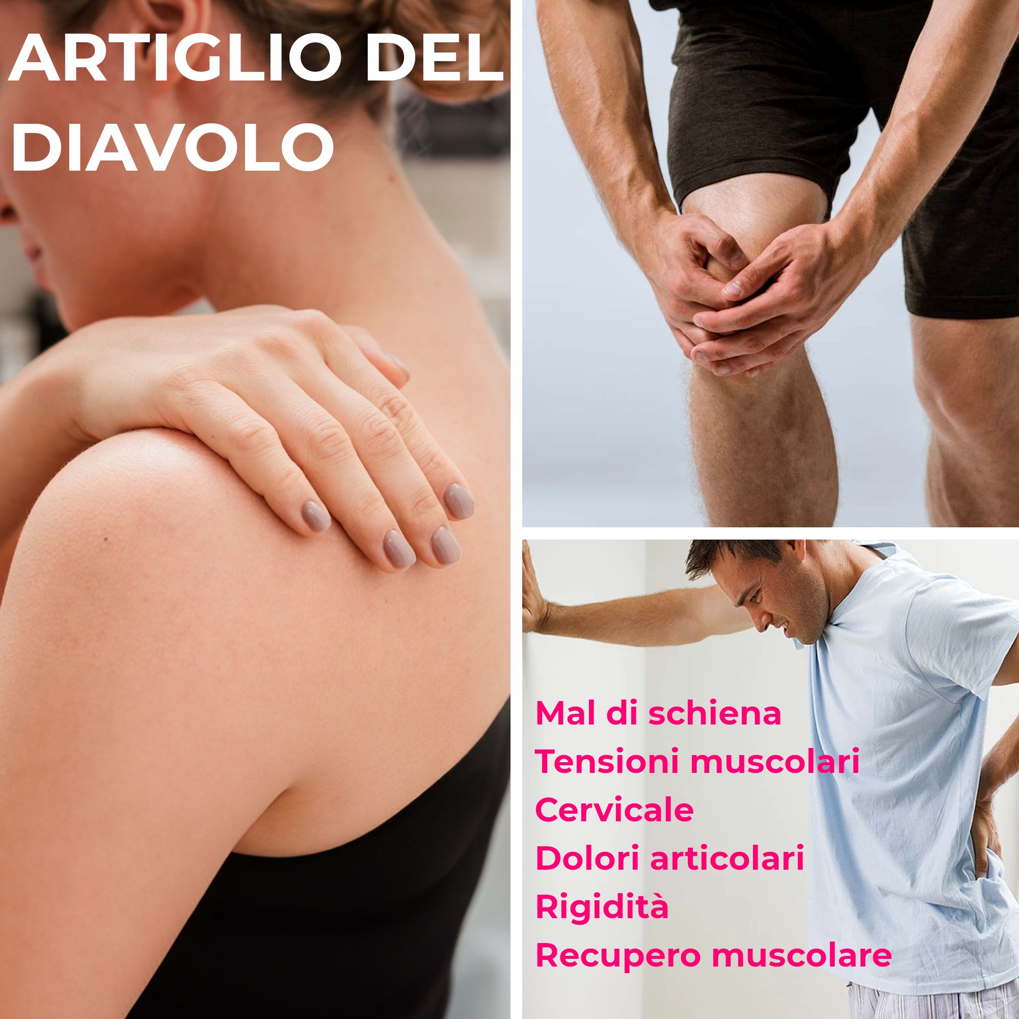 Applicazione di Kalahari Artiglio del Diavolo per dolori articolari, muscolari e alla schiena.