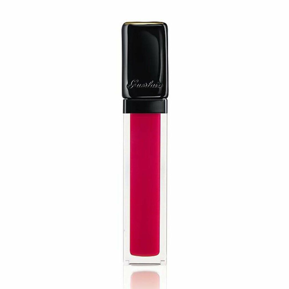 Rossetto in contenitore trasparente con tappo nero. Liquido rosso visibile. Tappo nero con bordo dorato.
