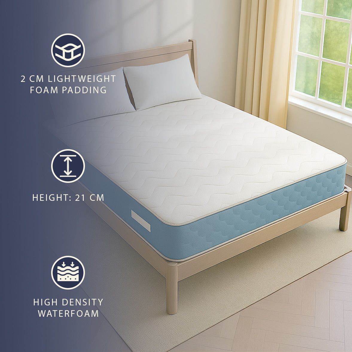 The White Stone Materasso Ortopedico 80x190 cm con Altezza di 21 cm | Ergonomico e Traspirante