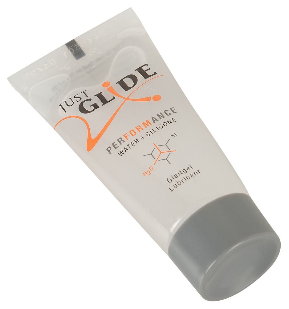 Tubo di lubrificante Just Glide Performance con tappo grigio.