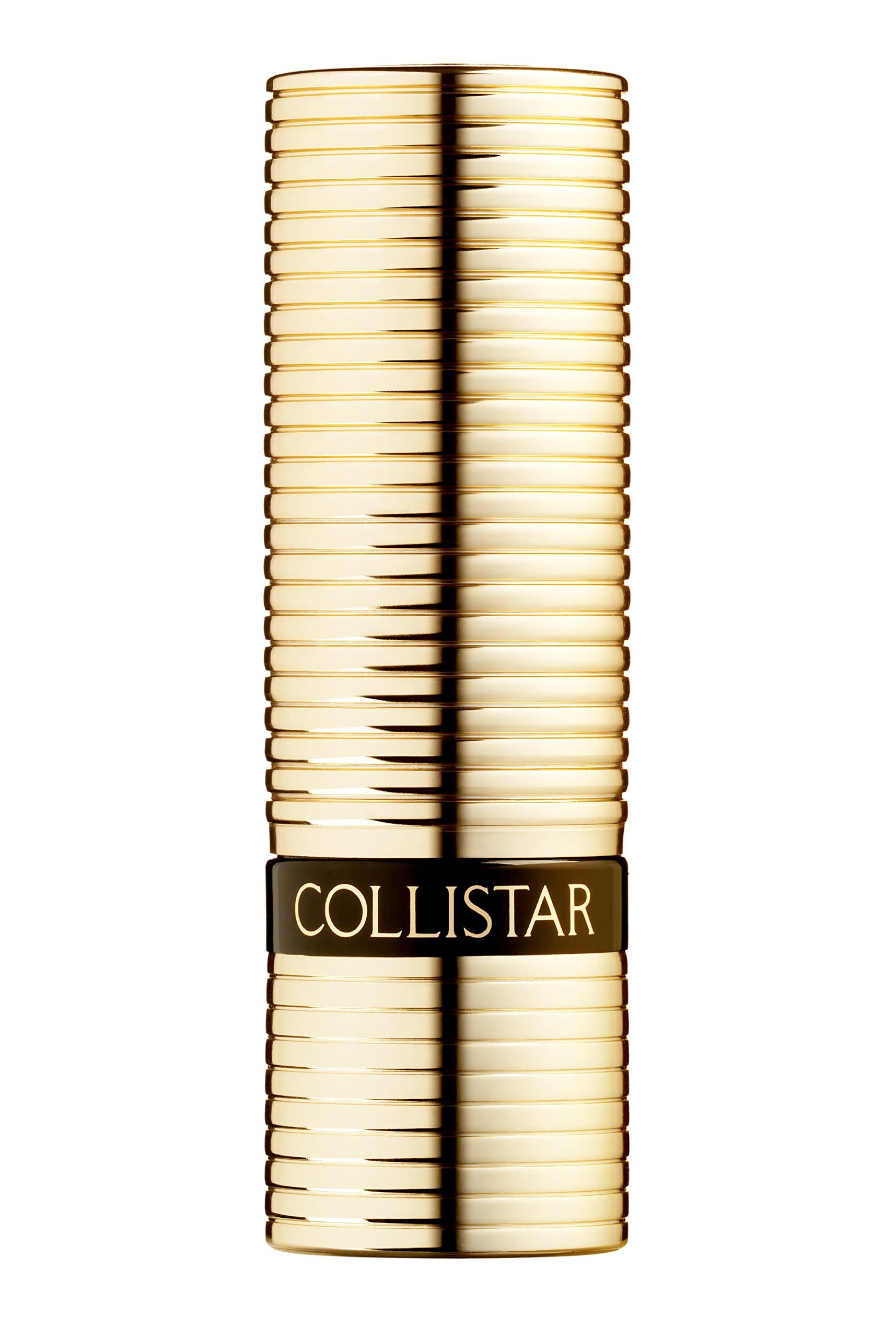 Tubetto di rossetto dorato, superficie scanalata. Fascia nera con scritta COLLISTAR.