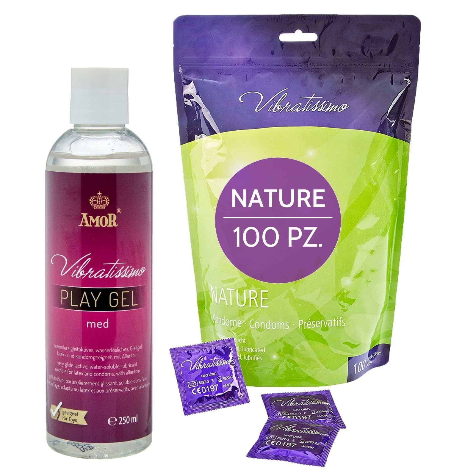 Vibratissimo Preservativi Nature + Play Gel Set
