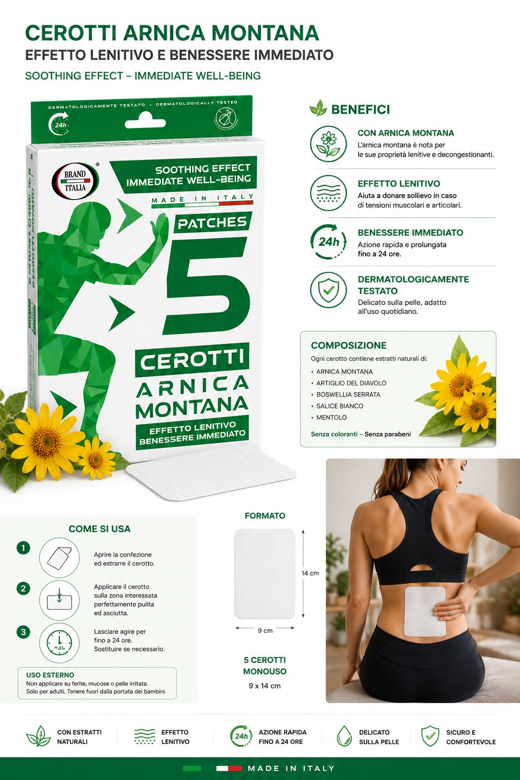 BRAND ITALIA 5 cerotti all'Arnica Montata