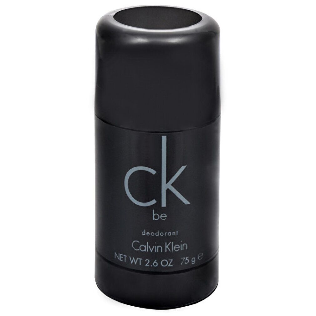 Stick deodorante Calvin Klein CK be. Contenitore nero con logo e scritta argentati. Peso netto 2.6 OZ 75 g.