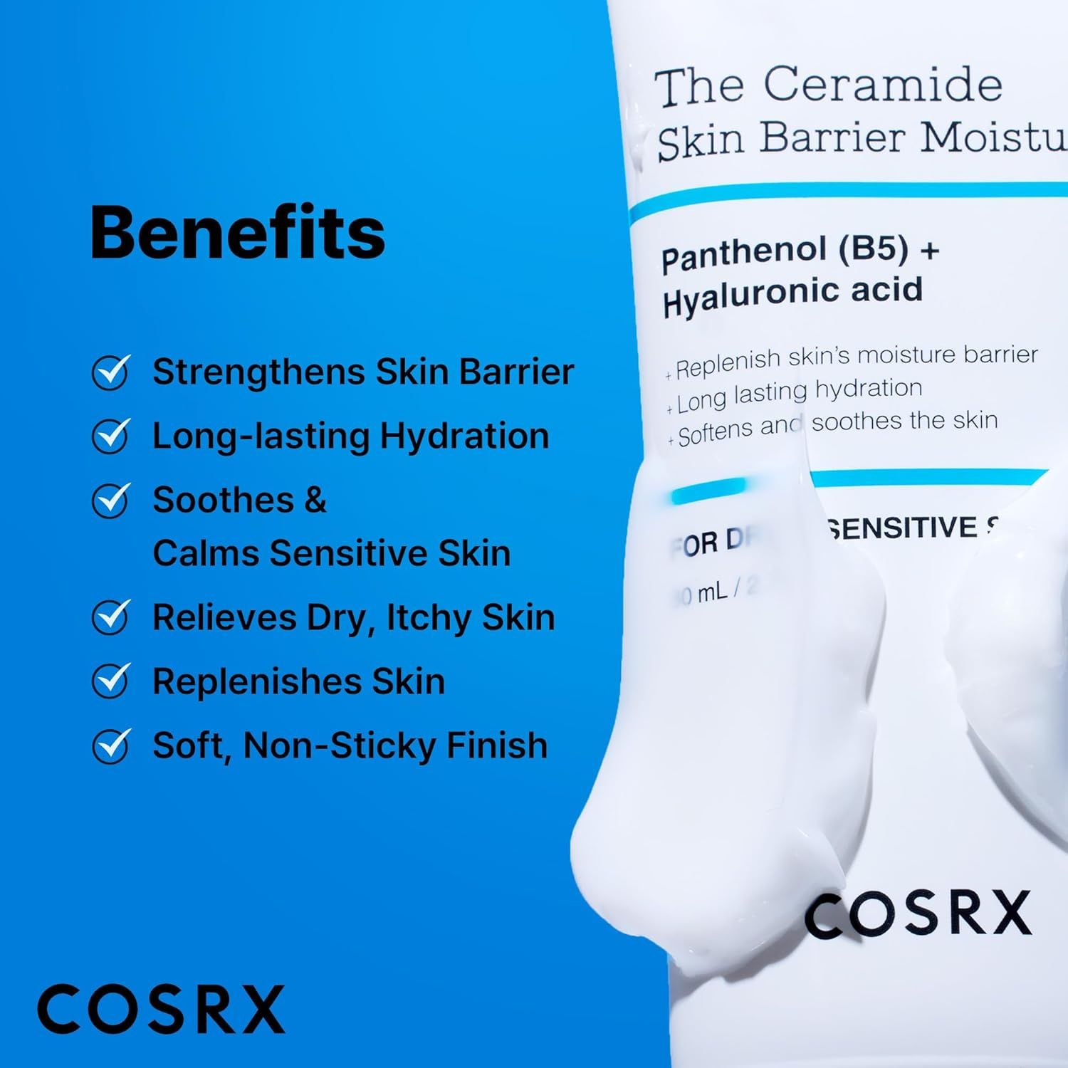 Benefici della crema idratante COSRX The Ceramide Skin Barrier, incluso il rafforzamento della barriera cutanea.