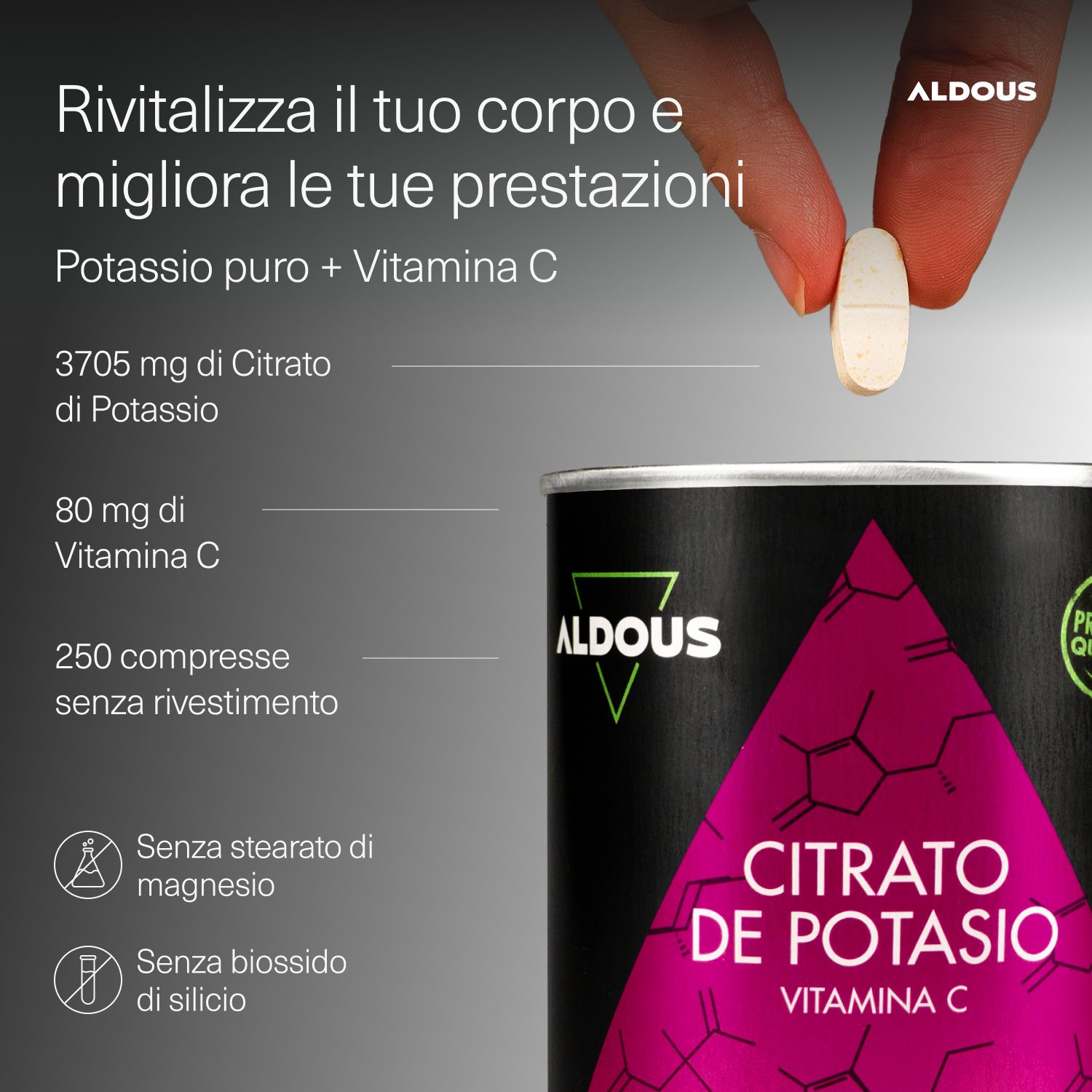 Aldous - Potassio Citrato - Muscoli, Stanchezza