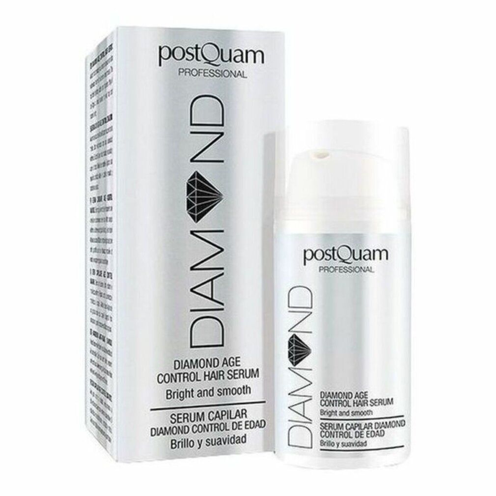 Confezione e flacone. Scritta: Postquam Diamond Age Control Haarserum. Flacone con dosatore.