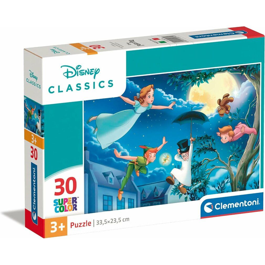 Scatola puzzle con motivo Peter Pan. Contiene 30 pezzi. Marchio: Disney Classics. Da 3 anni. Dimensioni: 33,5x23,5 cm.