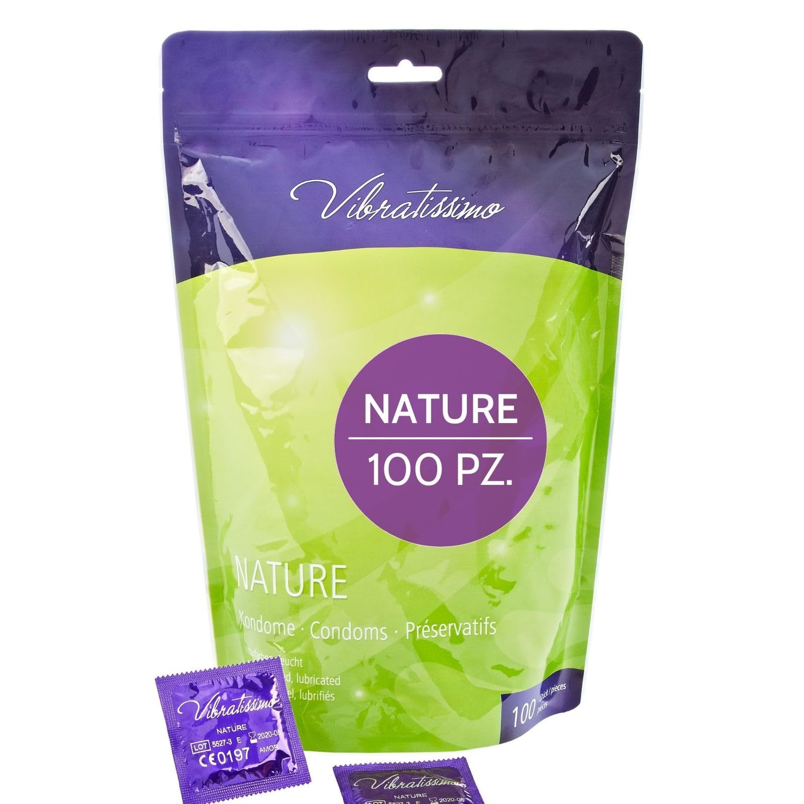 Preservativi Vibratissimo Nature, 100 pezzi. 53mm, colore naturale, anatomico.