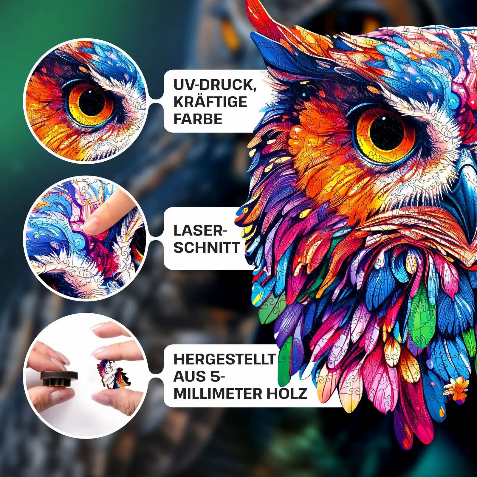puzzle di legno gufo L - 500 pezzi