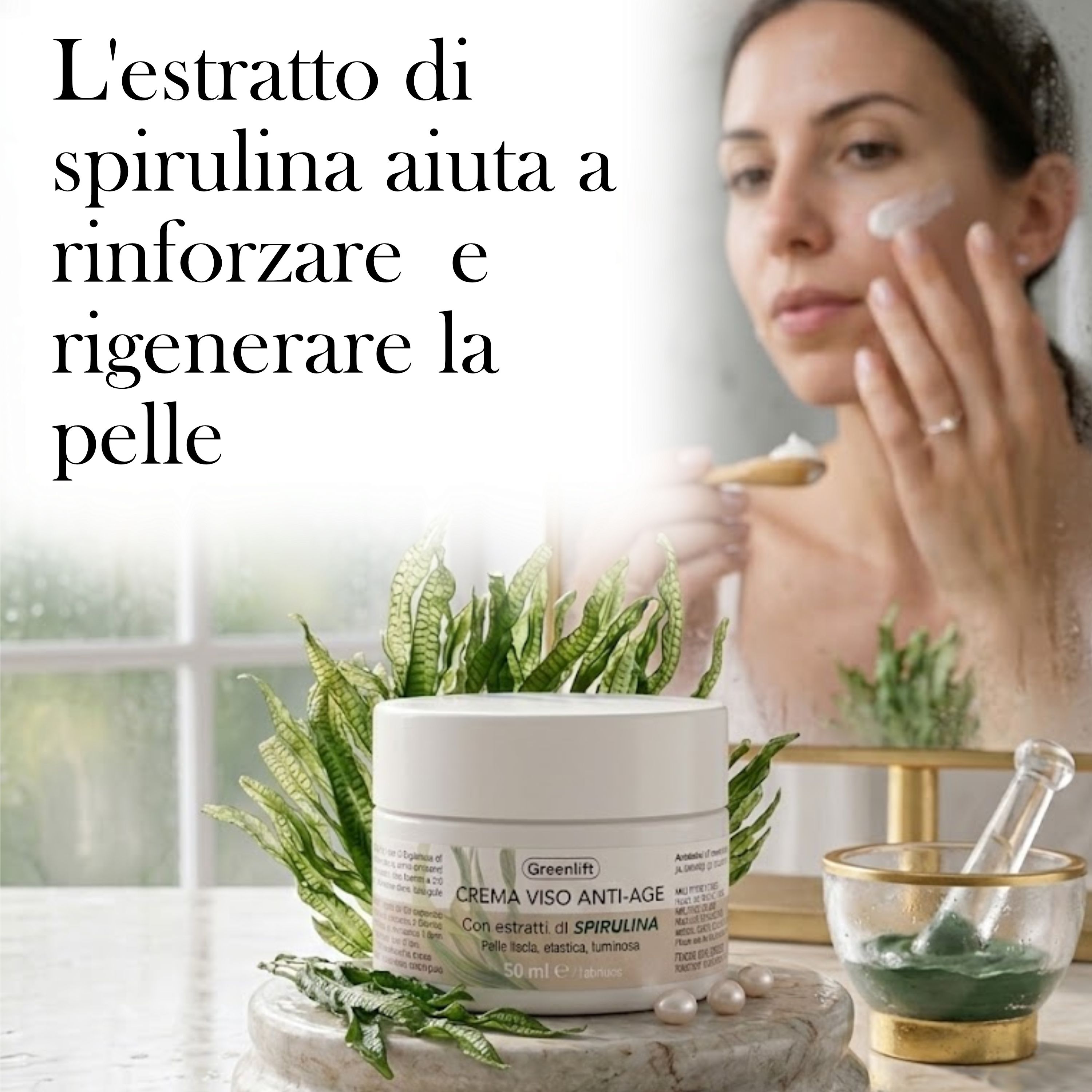 ALOHALABS Greenlift Crema Viso Anti-Age con Estratti di Spirulina – Trattamento Idratante e Nutrient