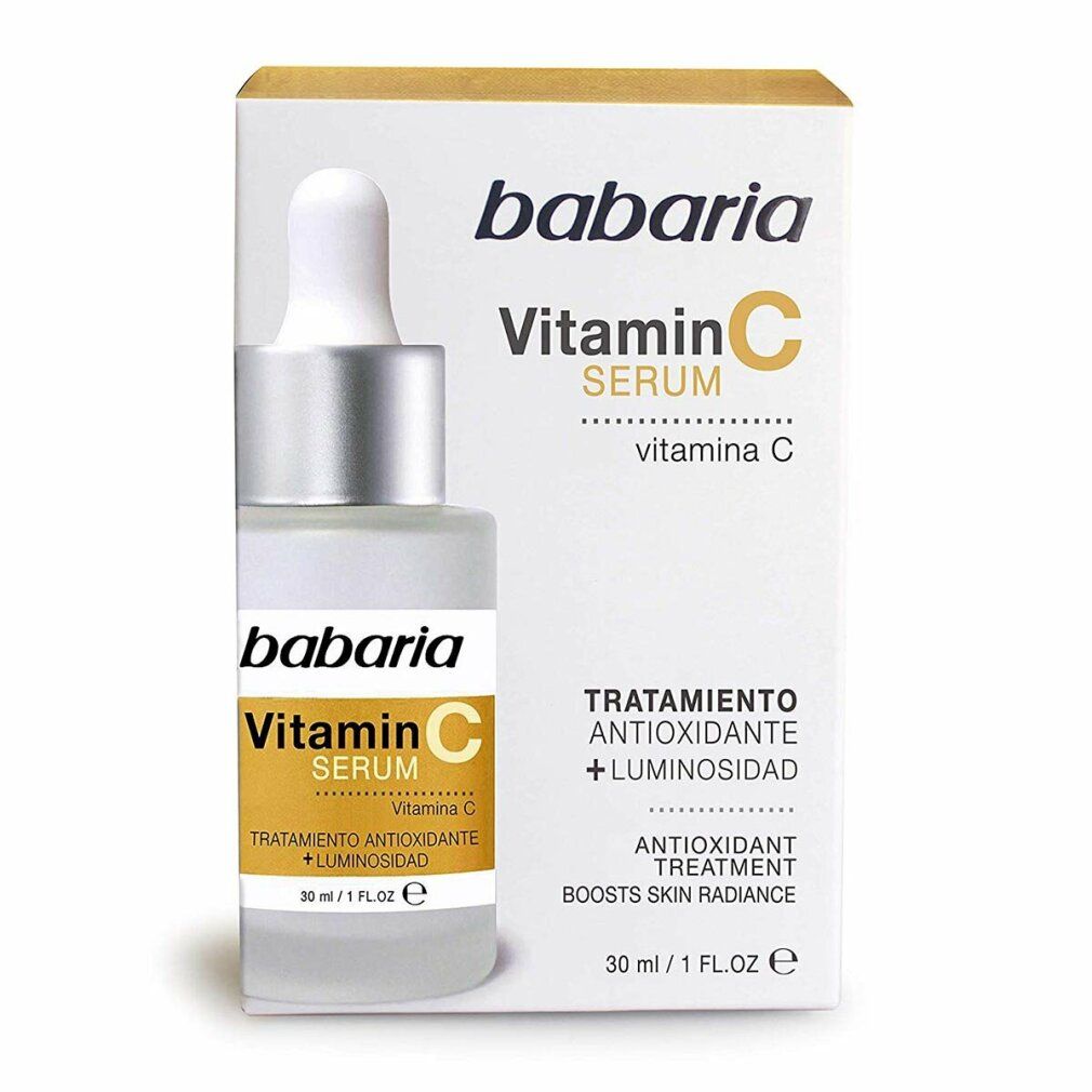 Flacone e confezione Babaria Siero Vitamina C. Testo: Siero Vitamina C, Trattamento antiossidante.