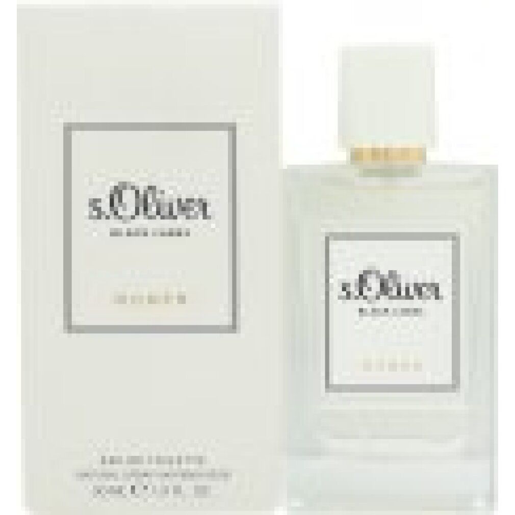 Flacone e confezione di s.Oliver Black Label Women. Flacone rettangolare con tappo bianco. Confezione bianca con logo.