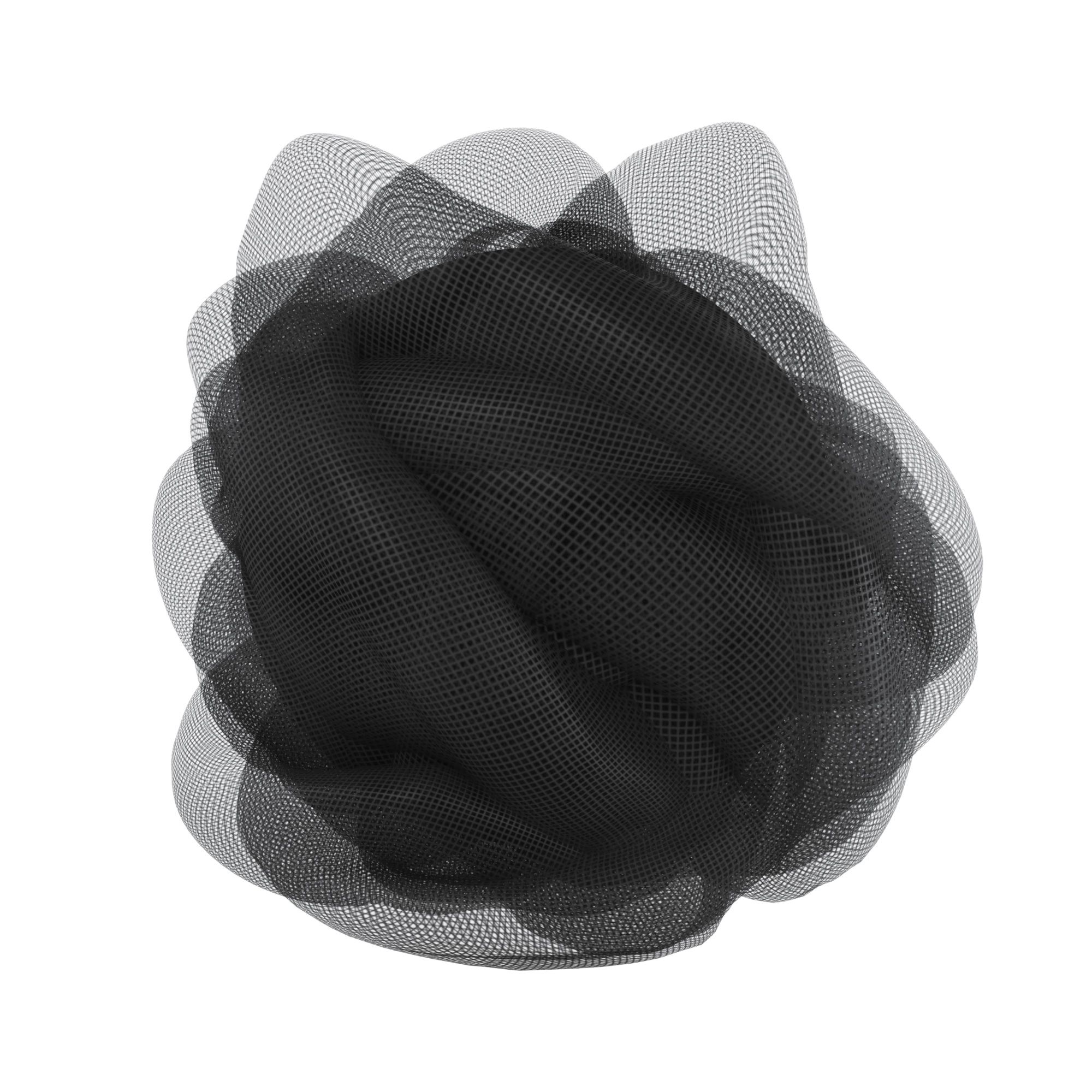 Accessorio nero a rete. Forma rotonda.