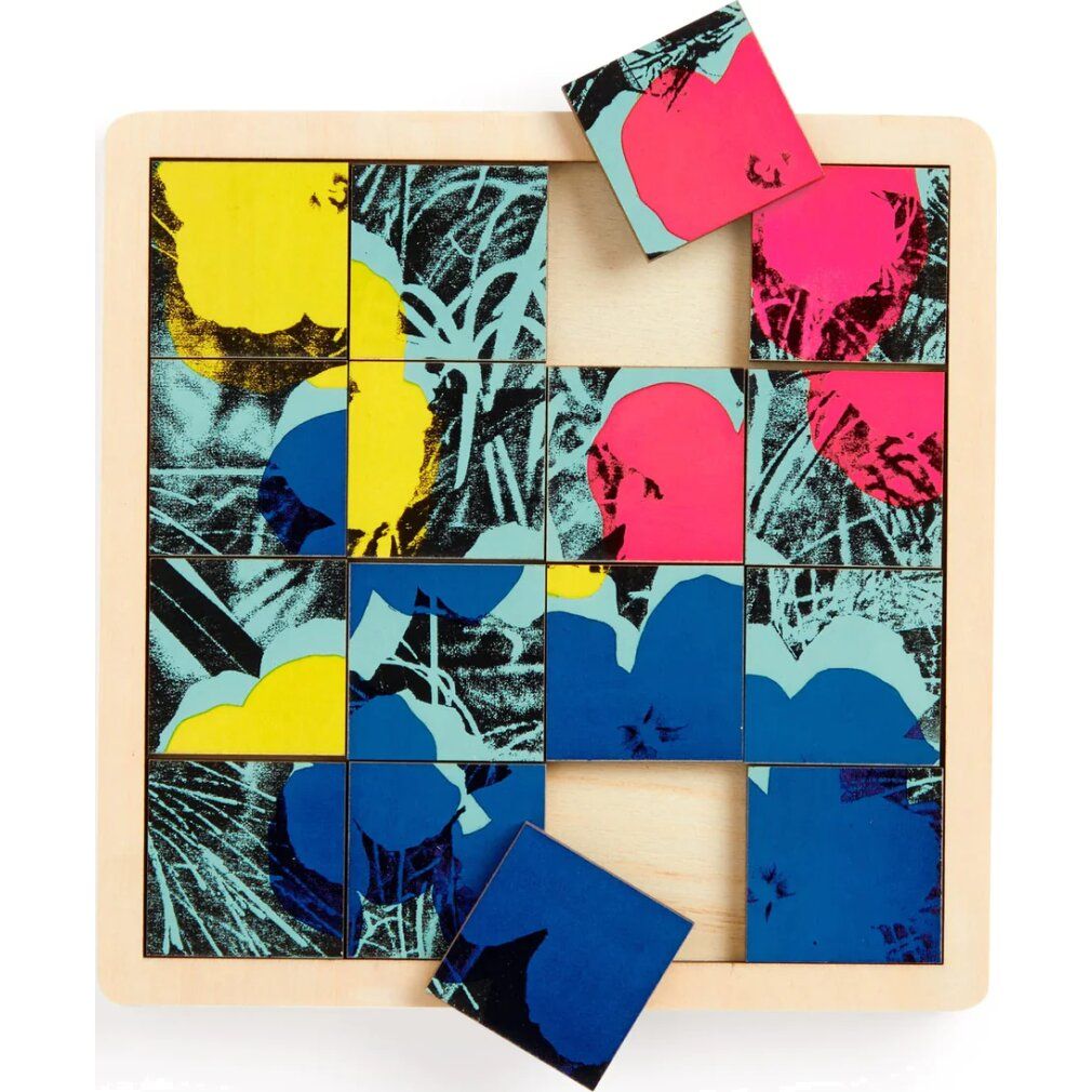 galison Puzzle scorrevole in legno Andy Warhol: Flowers 2in1 (16 pezzi)